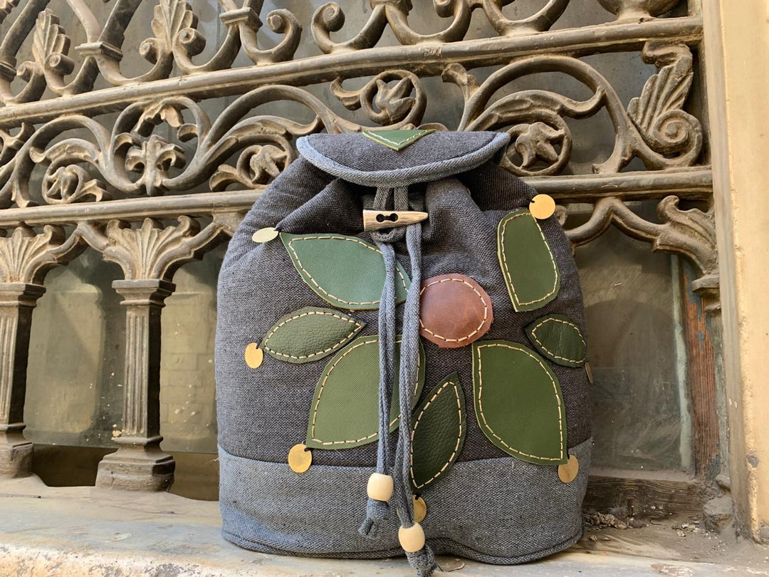 Flower leather Back bag