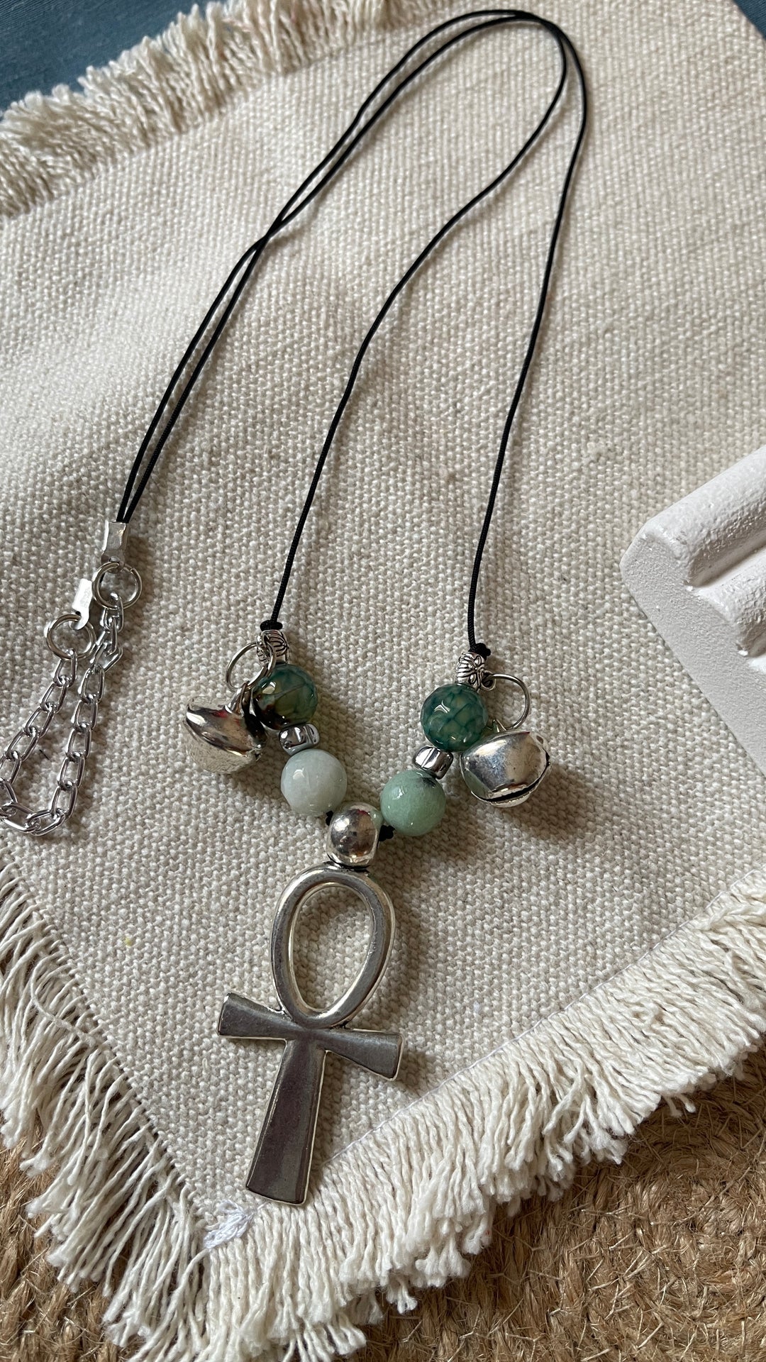 Ankh X green necklace
