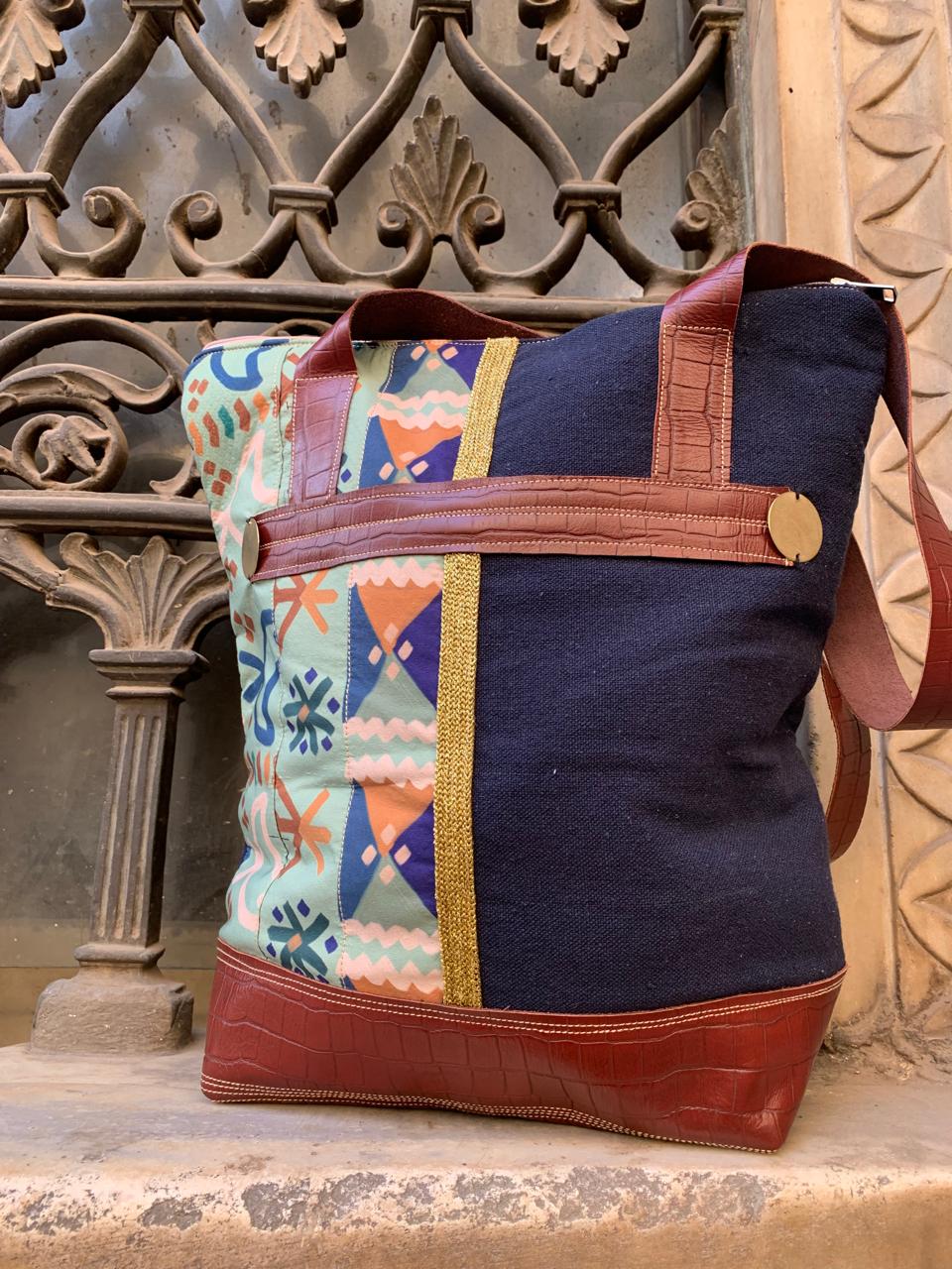 Green Nuba X Navy shoulder bag