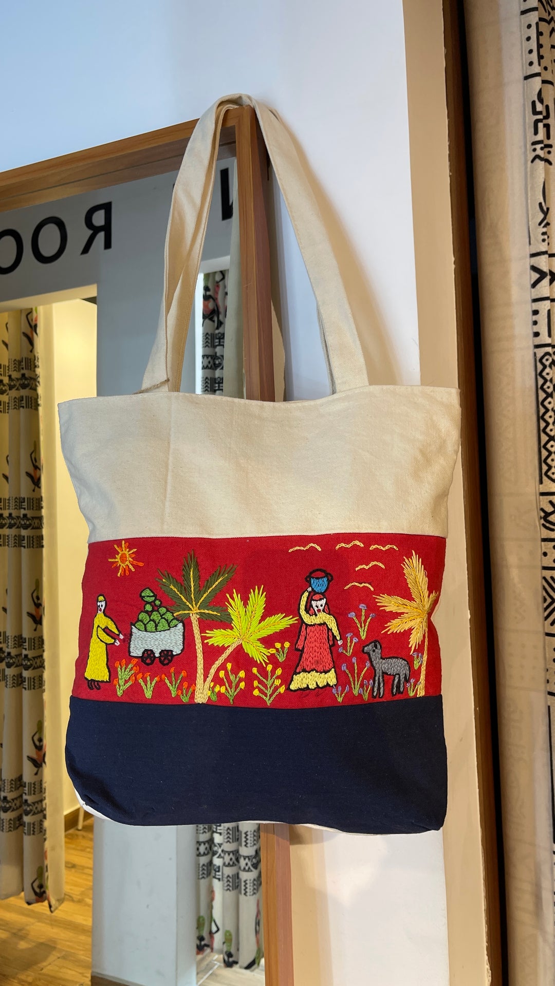 Sinai embroidery X red “1” tote bag