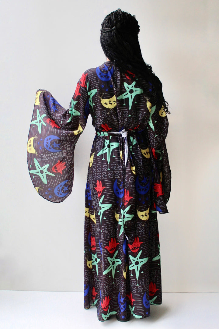 Blackish folkloric Long cardigan /dress