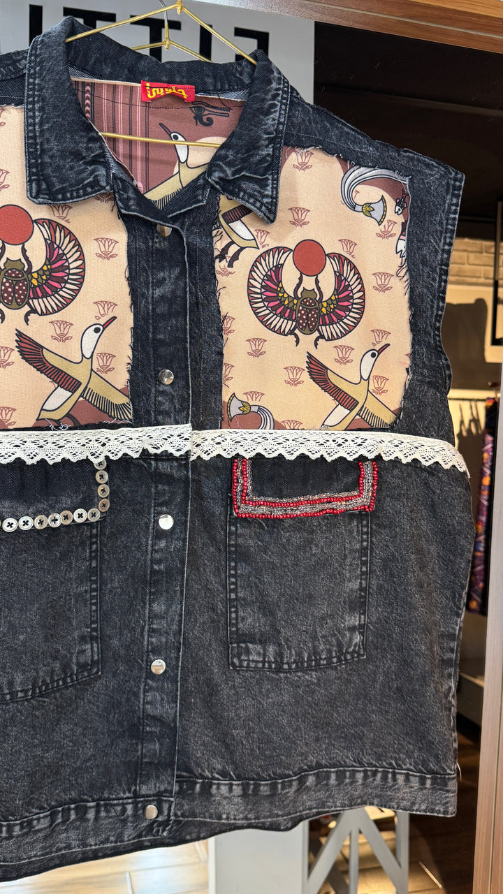 Brown faro Recycle denim vest