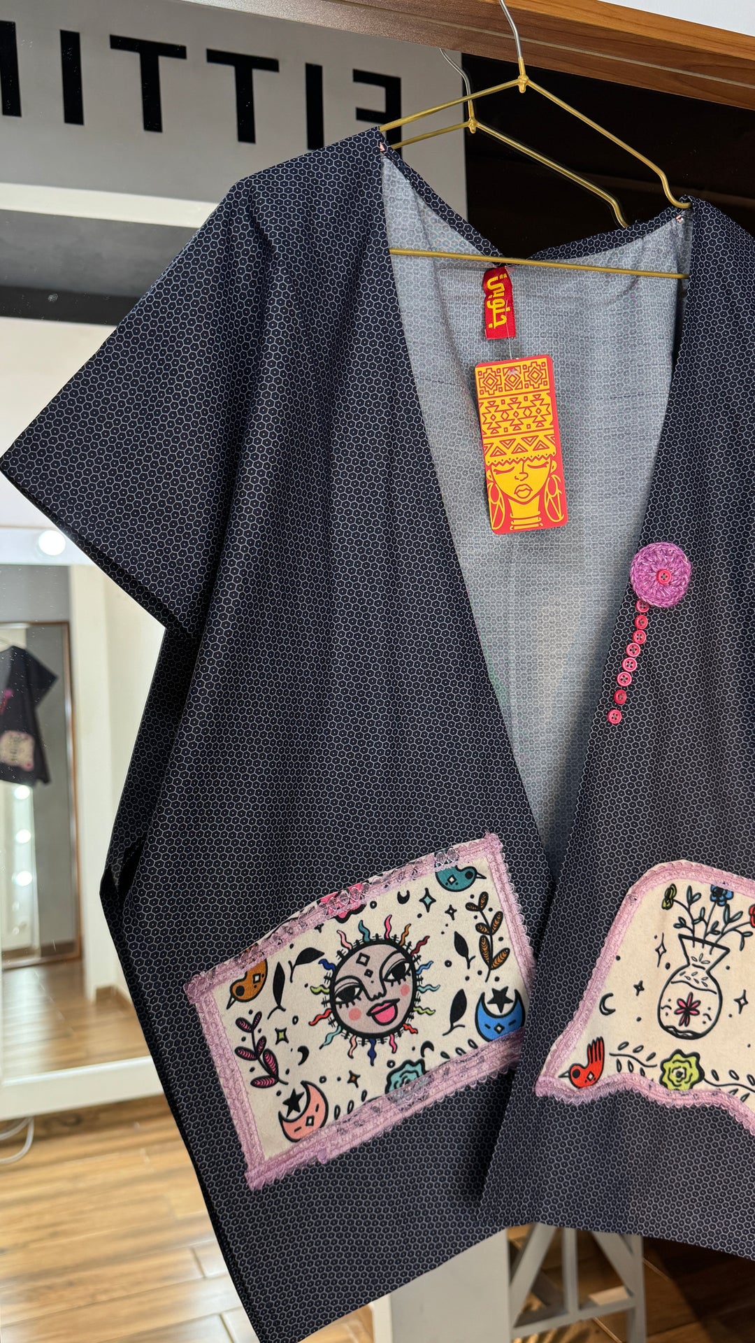 blue “6” cap Kimono