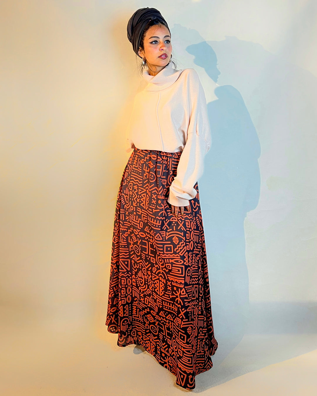 Brownish print skirt
