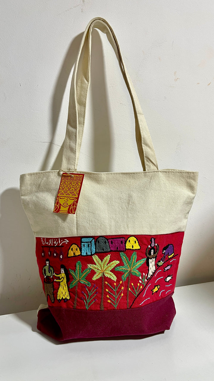 Sinai embroidery X red “3” tote bag