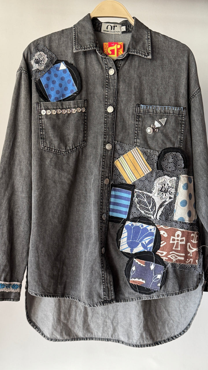 Grey Recycle denim jacket
