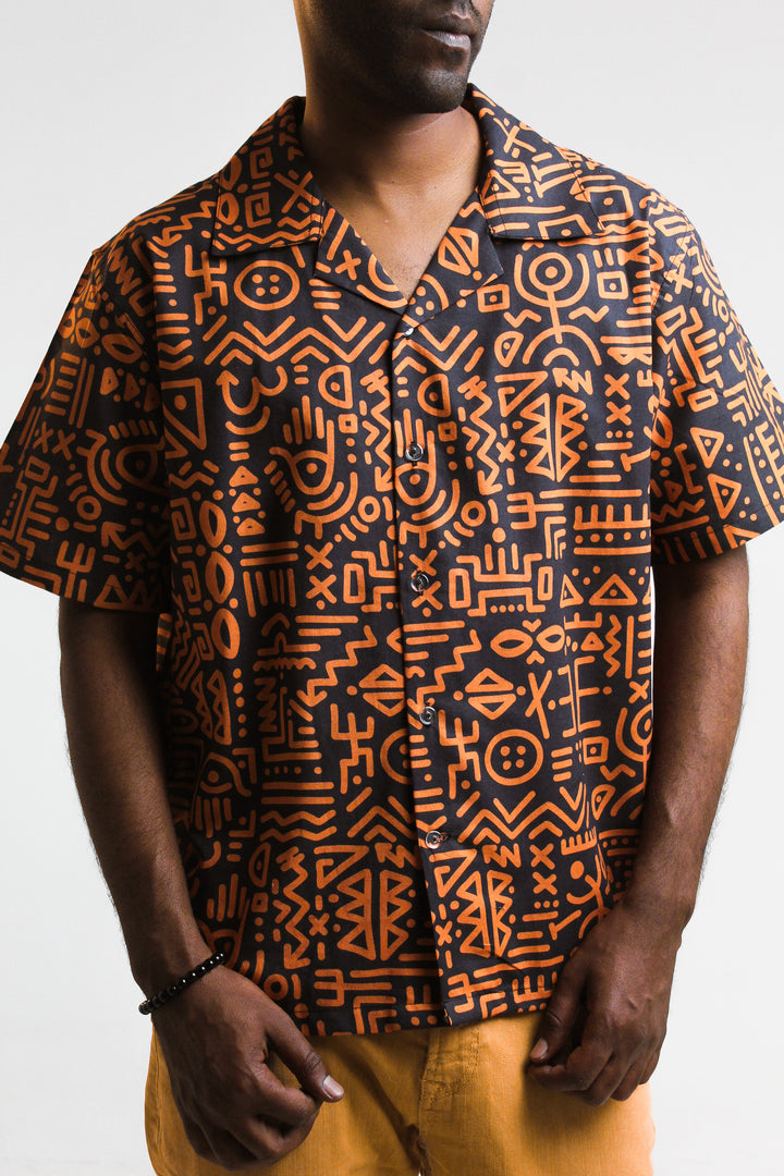 Afro brownish half -Sleeved Shirt