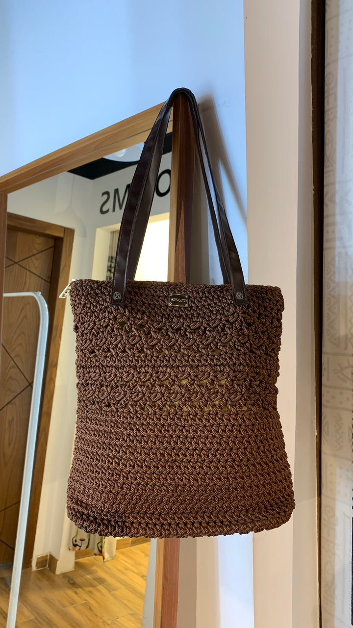 Brown crochet bag