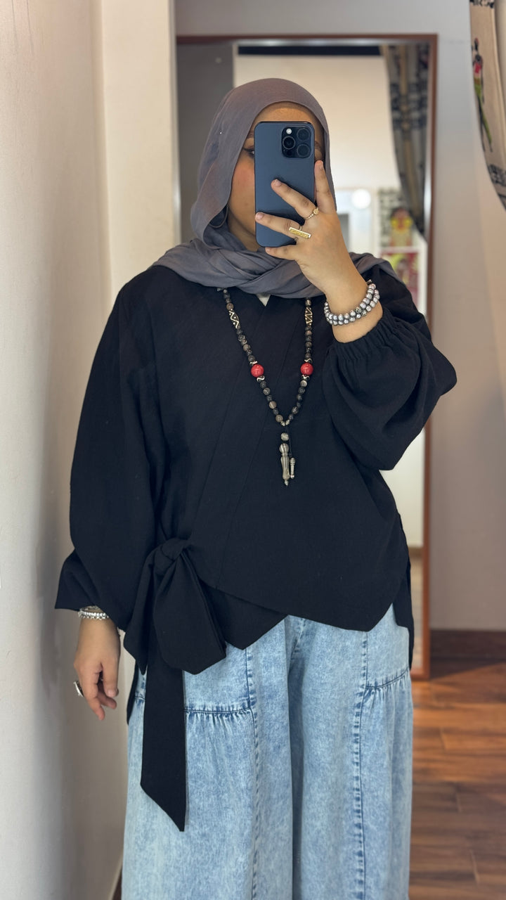 Wrap linen blouse