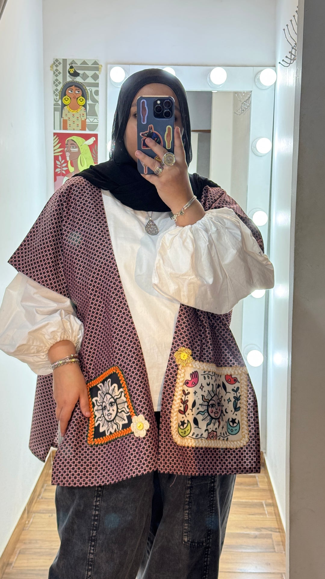 Black “3” cap Kimono