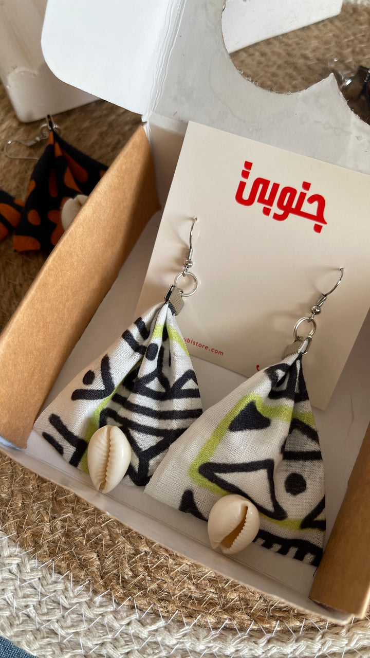 White folklore Fabric earrings