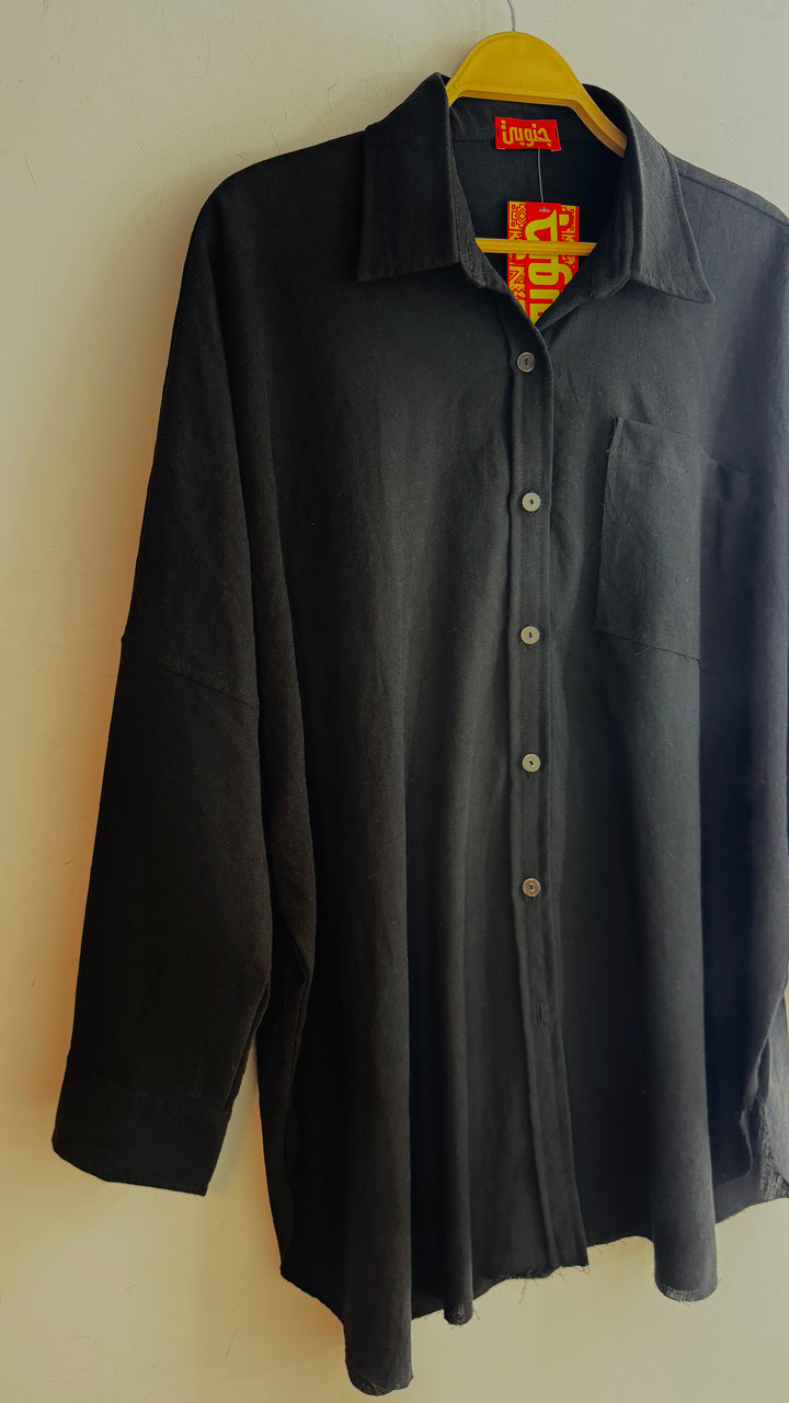 Black linen unfinished shirt