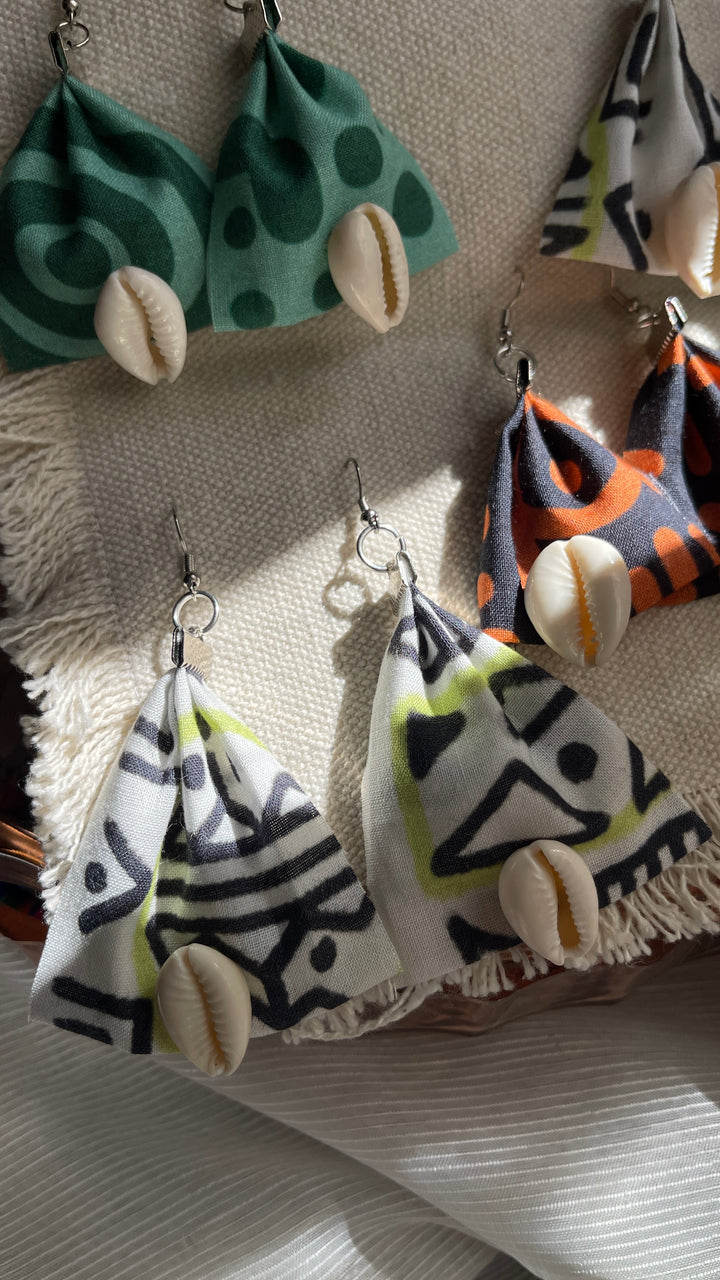 White folklore Fabric earrings