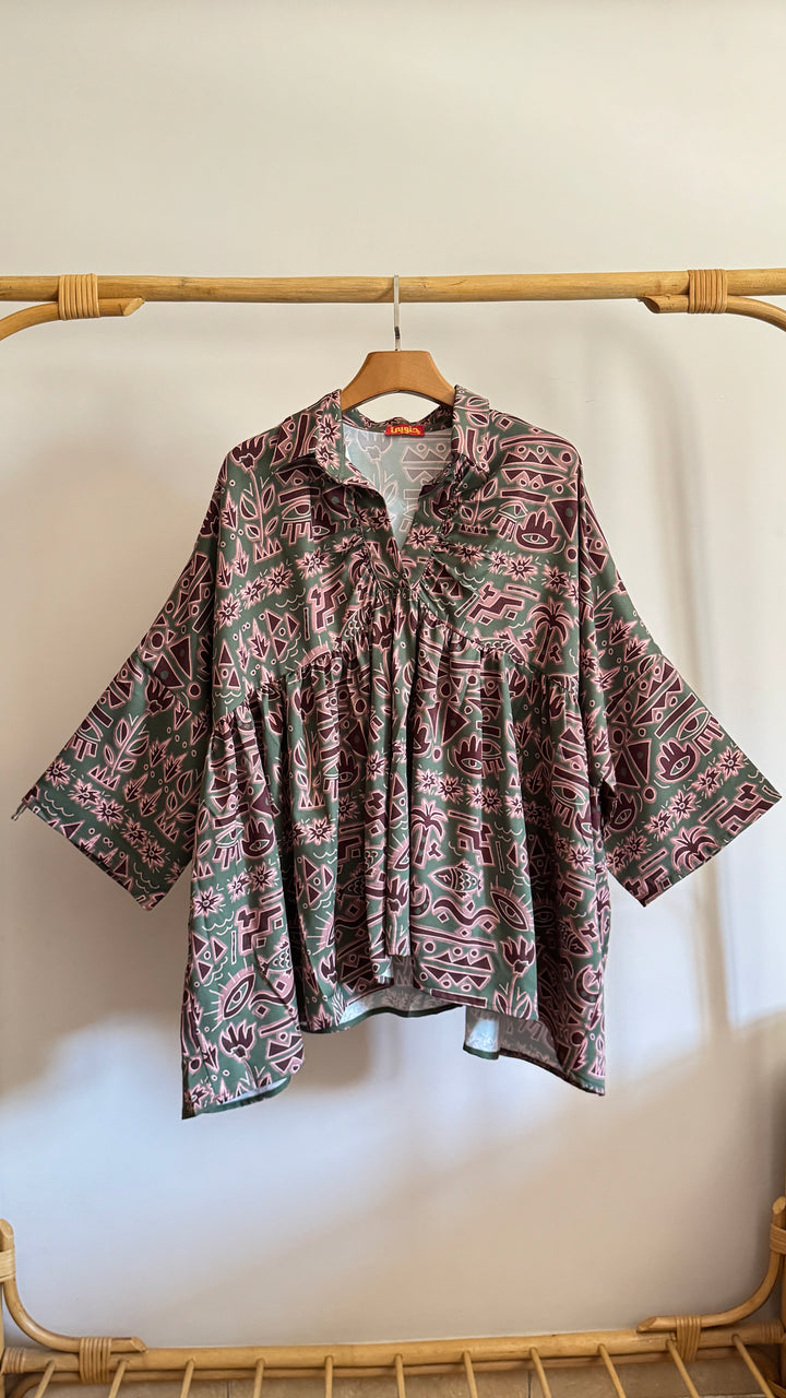 Palm symbols poncho blouse ( pre order )