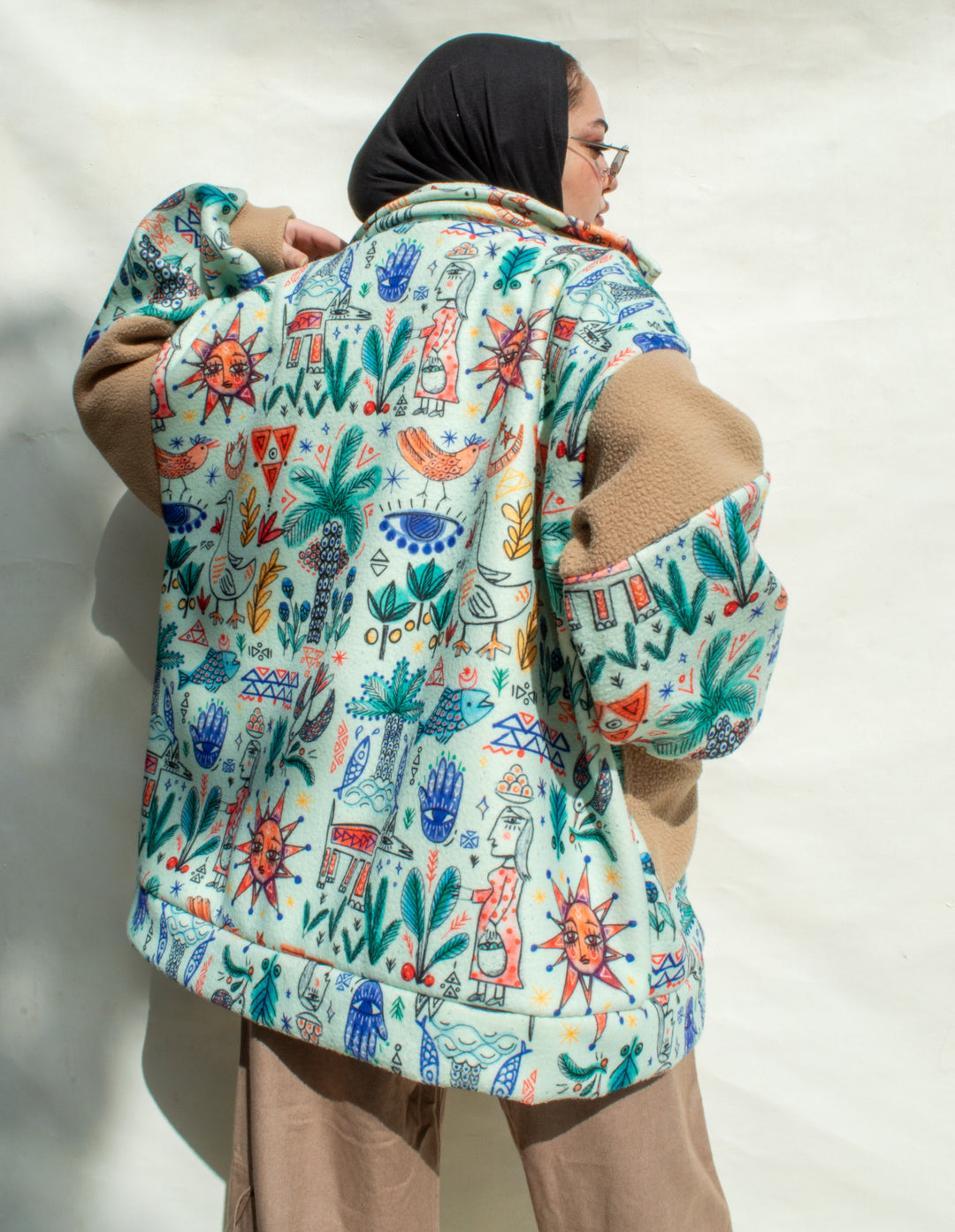 Tunisia village teddy fleece jacket