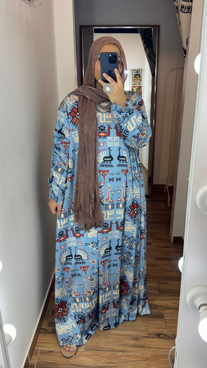Blue Klim pattern Silk dress