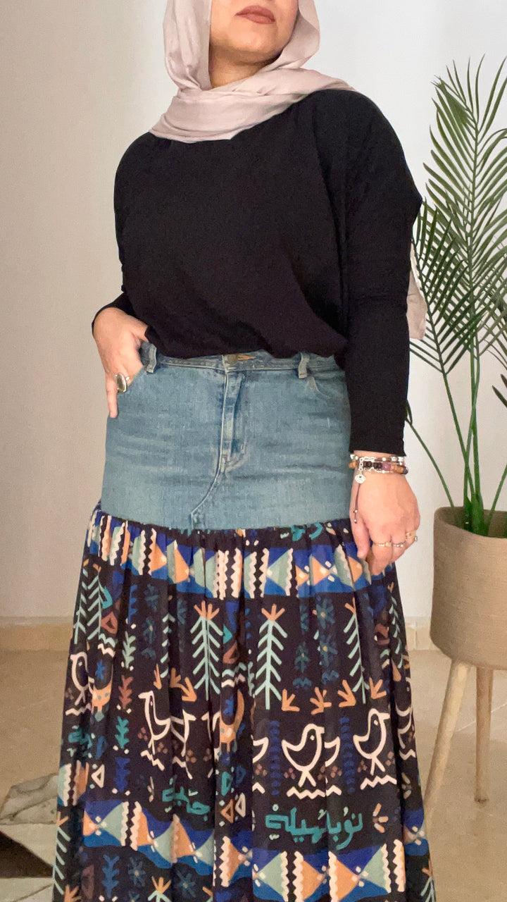 Denim X black Nuba skirt