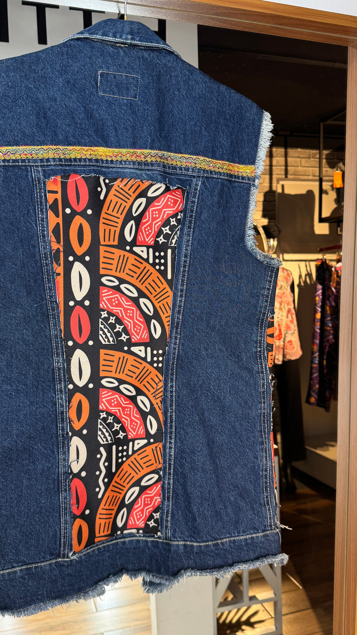 Afro black Recycle denim vest