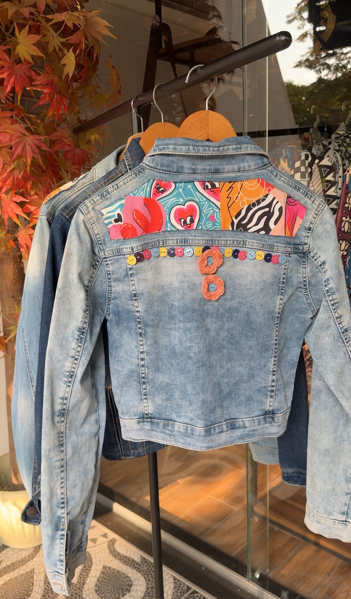 Pop colors Recycle denim jacket