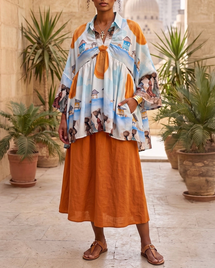 The afro painting poncho blouse ( pre order )