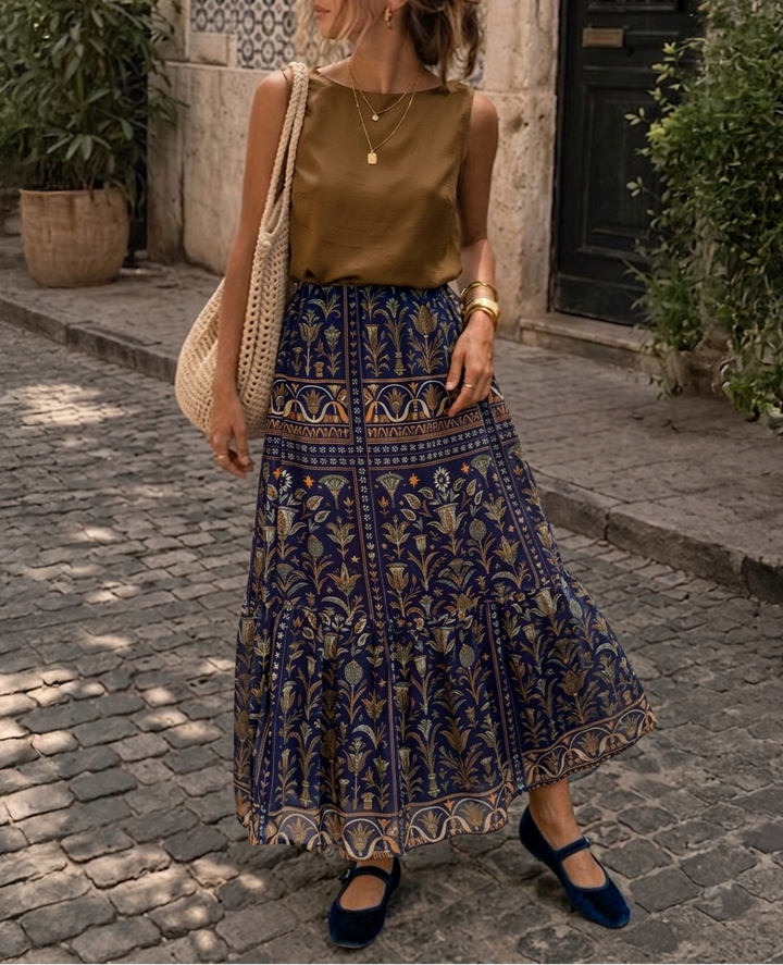 bandana Egyptian theme padded chiffon skirt