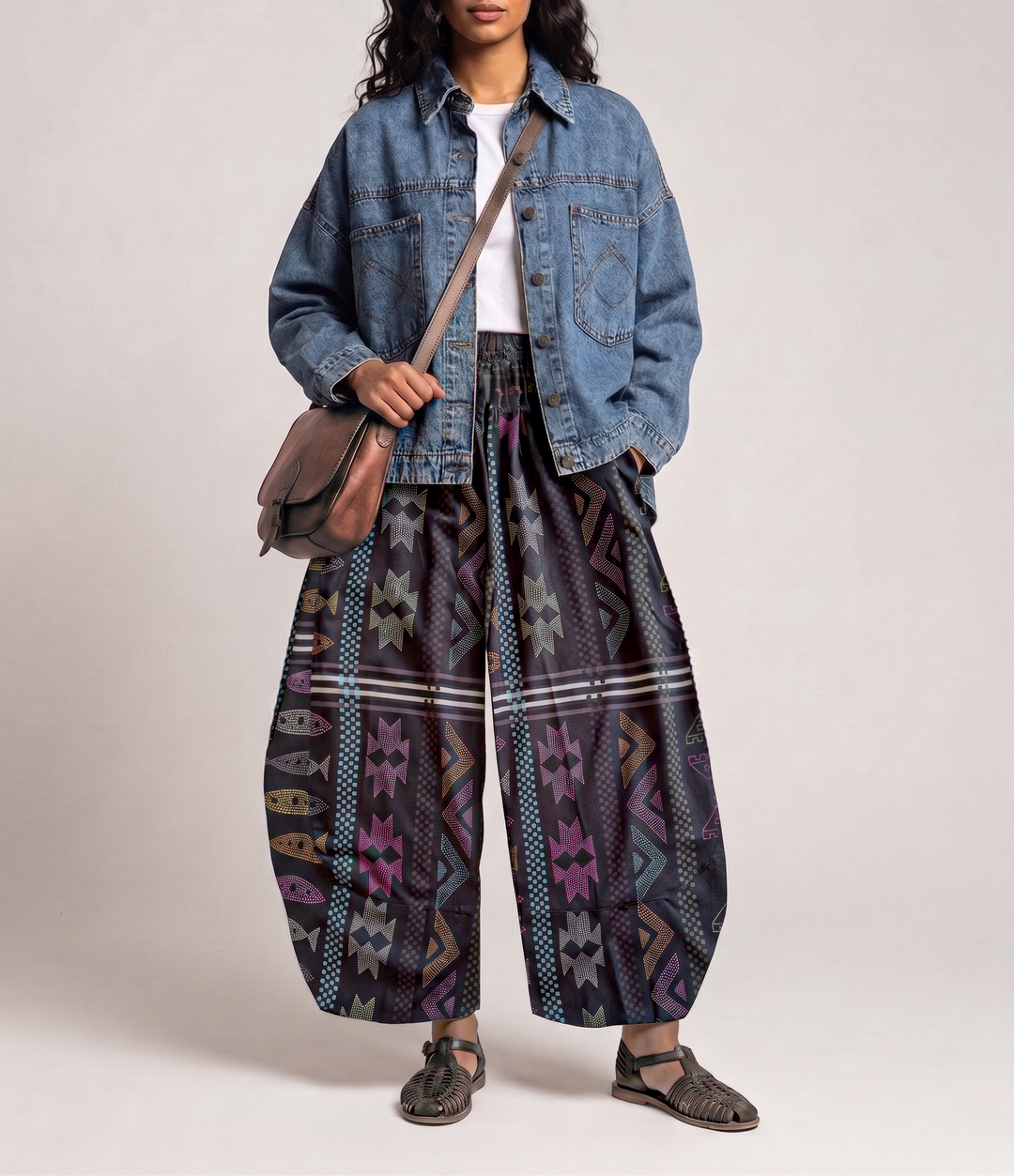 Triple mosaic balloon pants