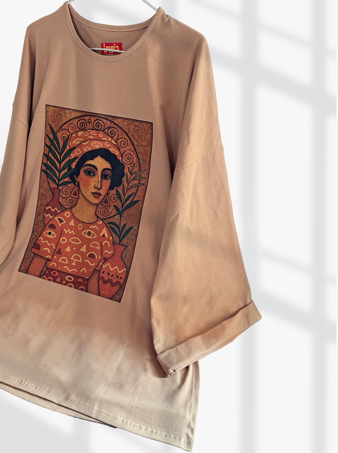 Fayoum woman portrait Mocha cotton shirt