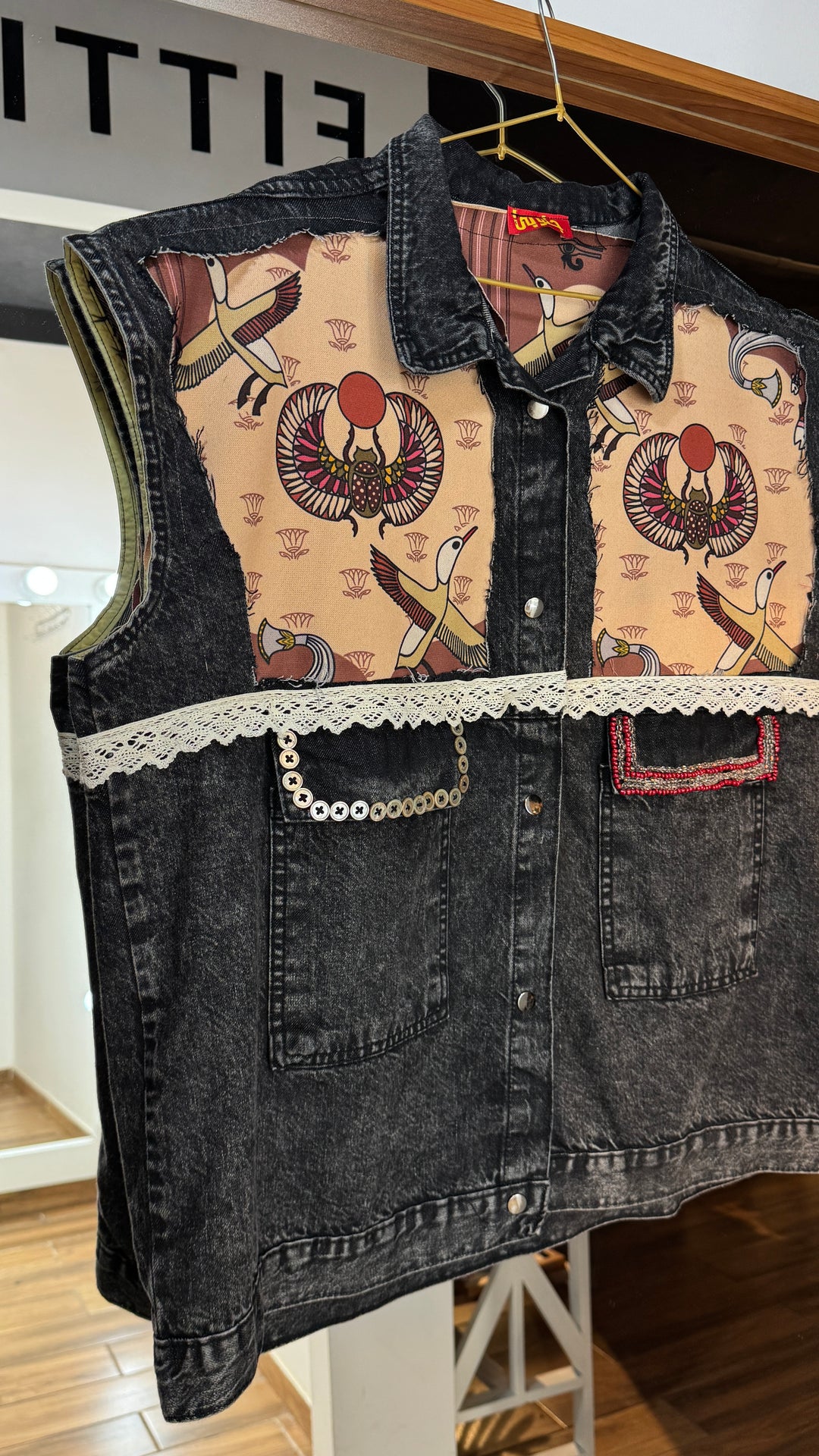 Brown faro Recycle denim vest