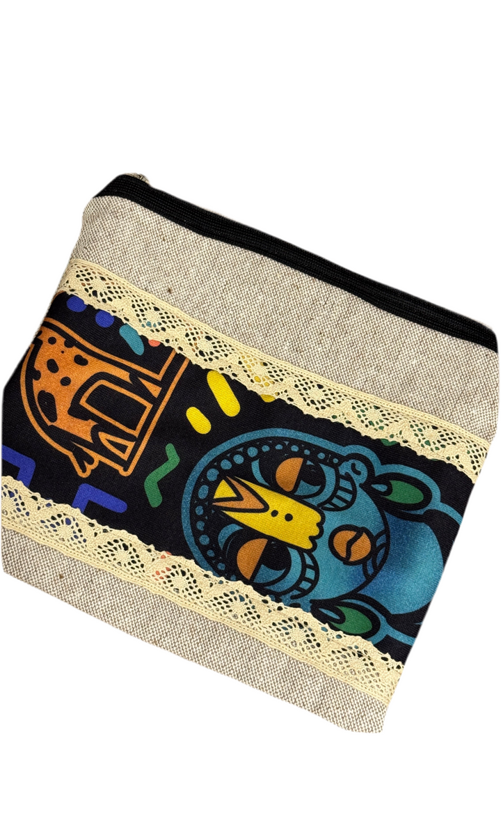 Tribal Mask Patchwork Pouch