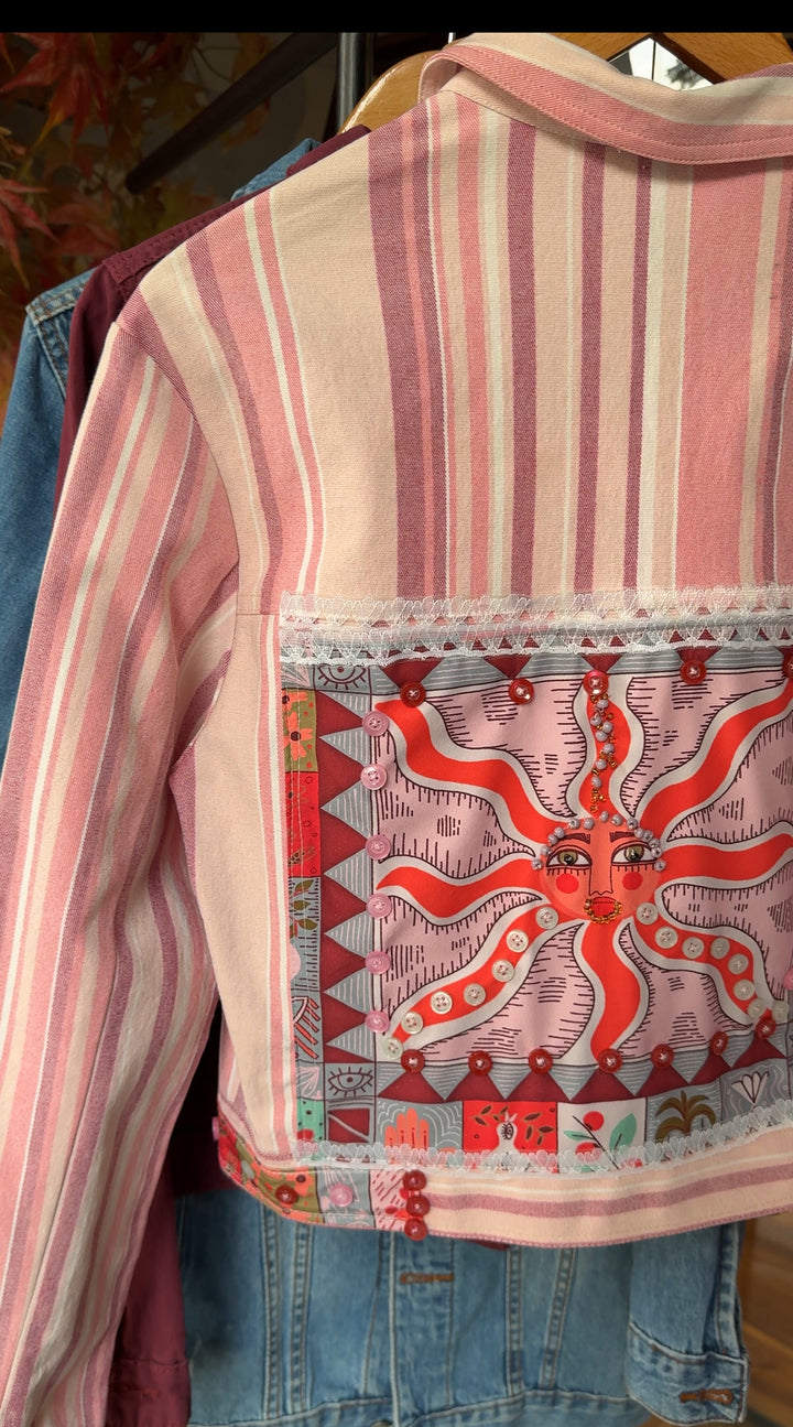 Stripes pinkish Recycle denim jacket