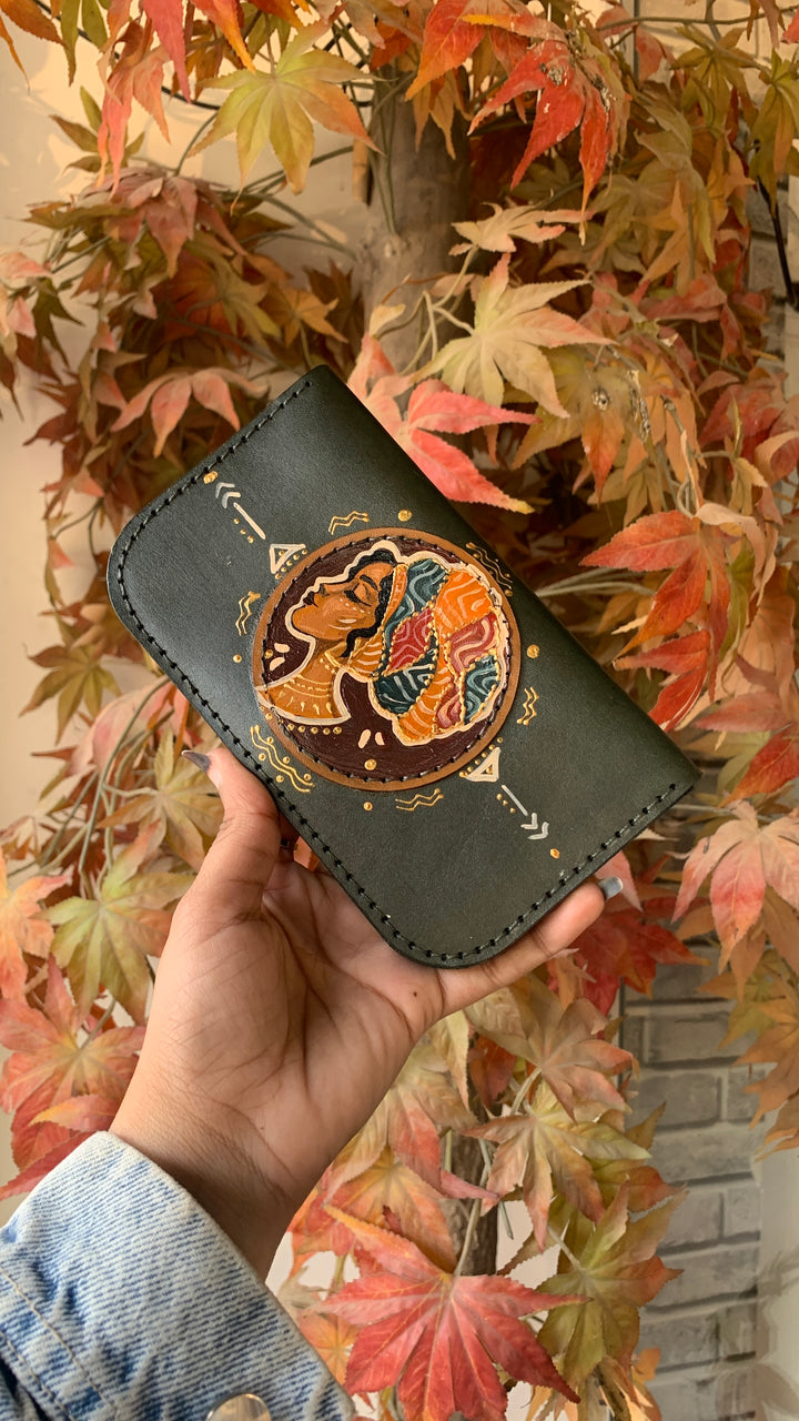 Afro woman big Leather wallet