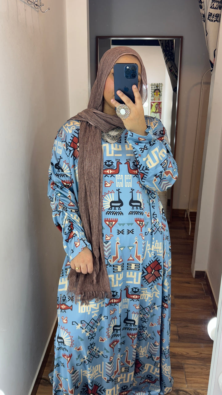 Blue Klim pattern Silk dress