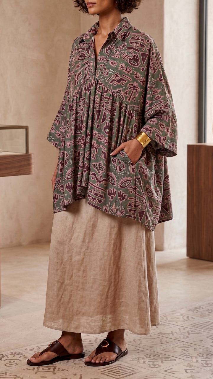 Palm symbols poncho blouse ( pre order )