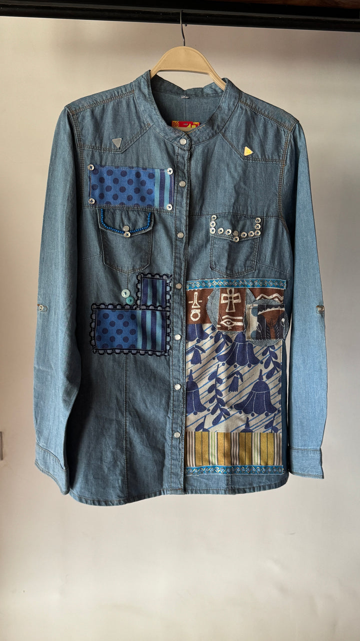The patches Recycle light denim