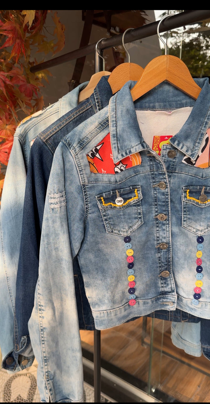 Pop colors Recycle denim jacket