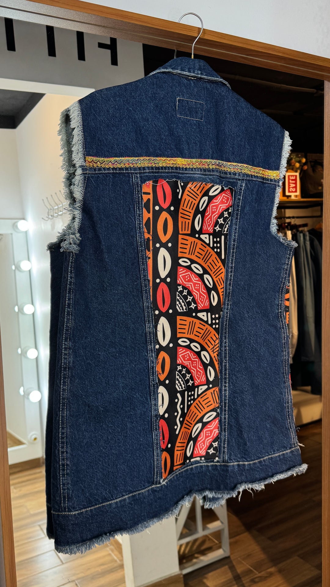 Afro black Recycle denim vest