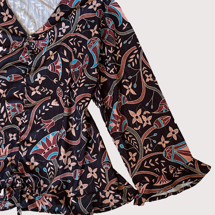 black lutas ruffles blouse