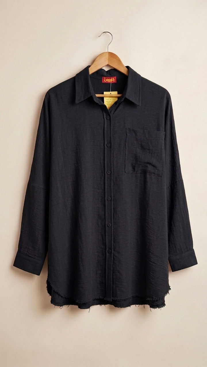Black linen unfinished shirt