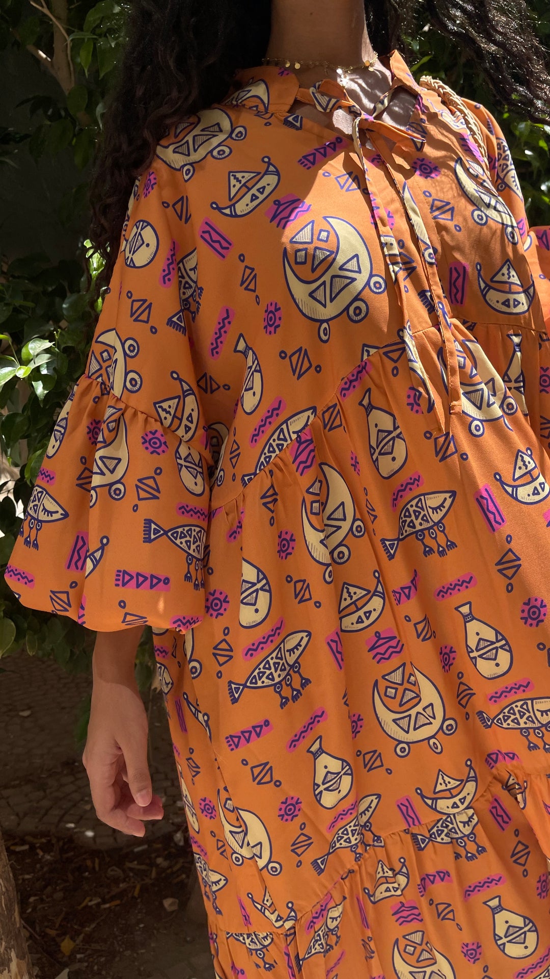 Folk orange motives dress