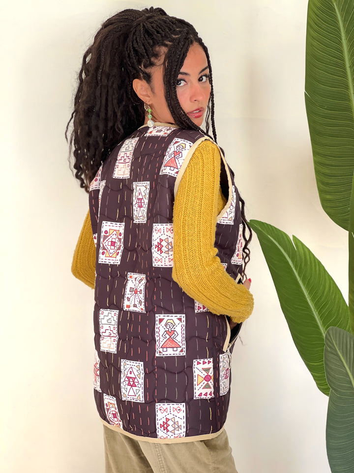 Green embroidery Bomber vest