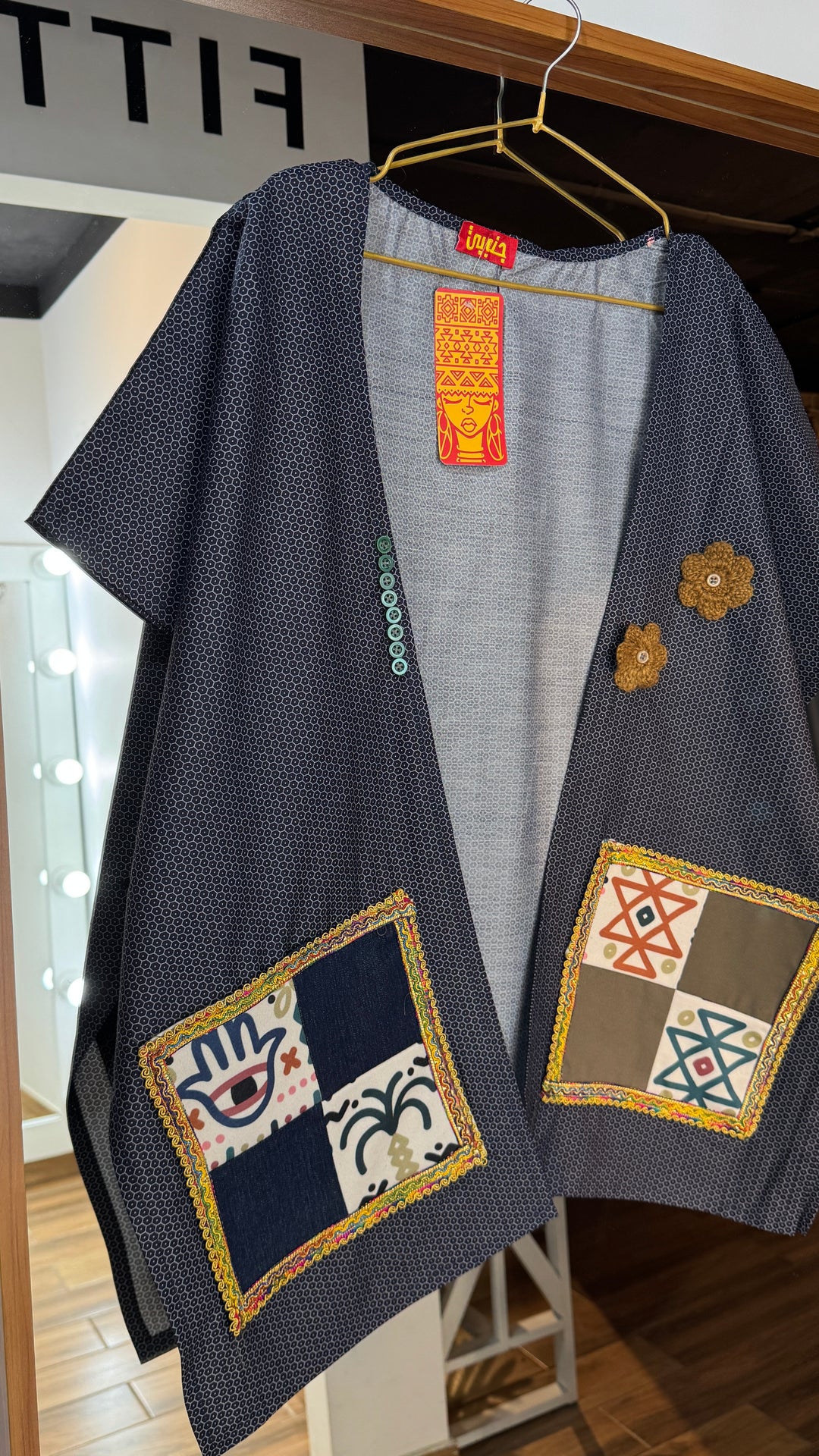 blue “3” cap Kimono