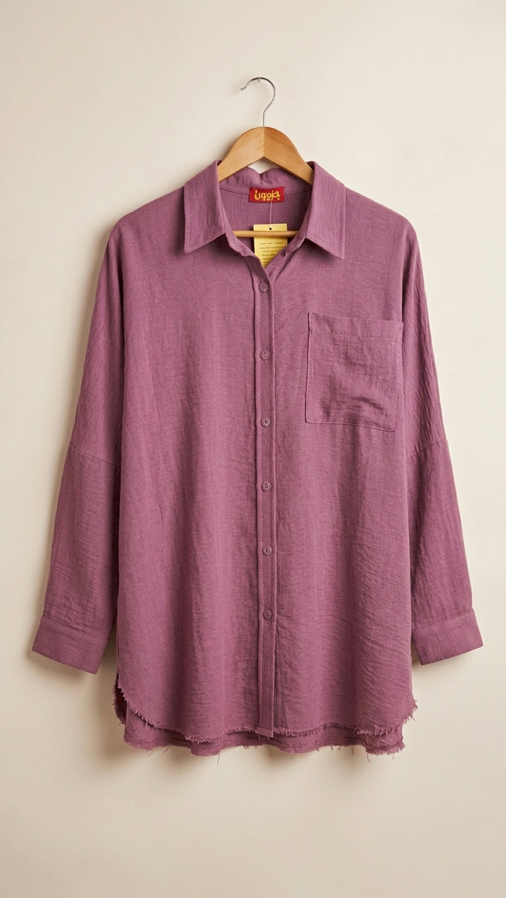 Dusty mauve linen unfinished shirt