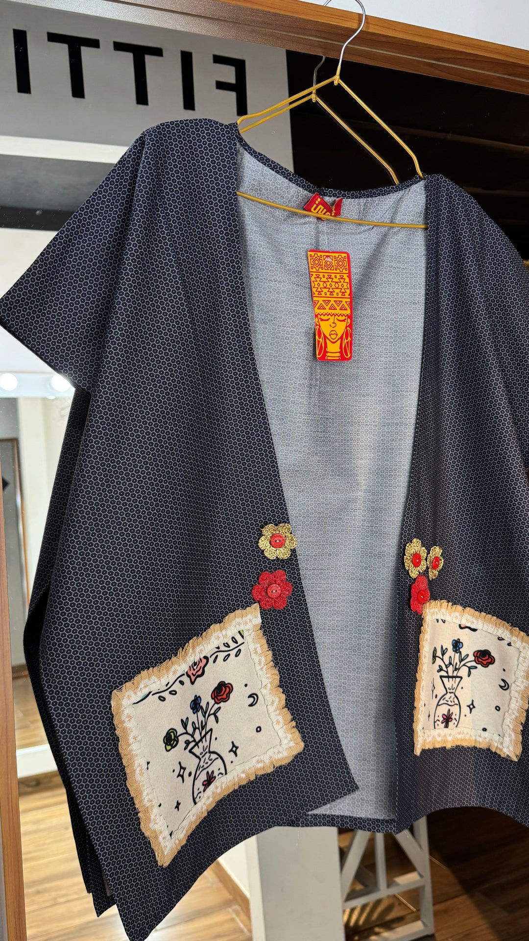 blue “4” cap Kimono