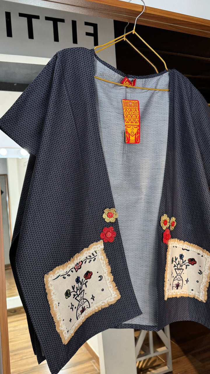 blue “4” cap Kimono