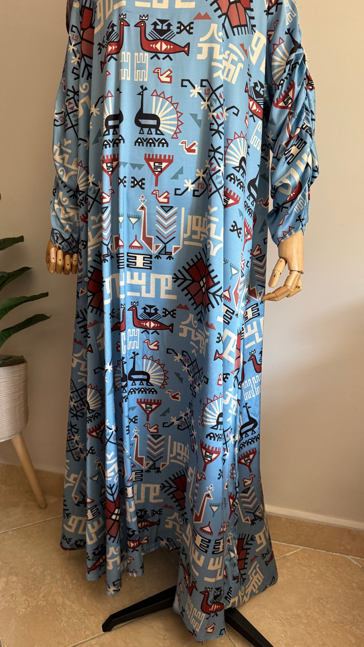 Blue Klim pattern Silk dress