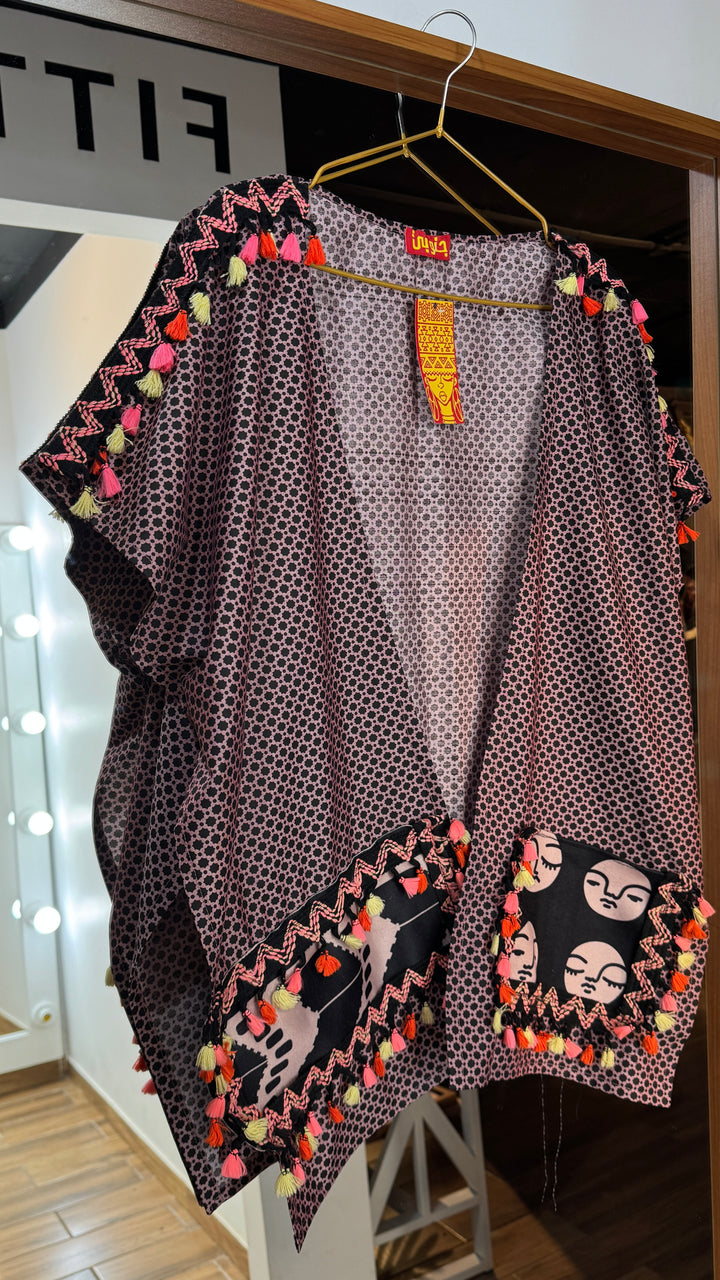 Black “2” cap Kimono