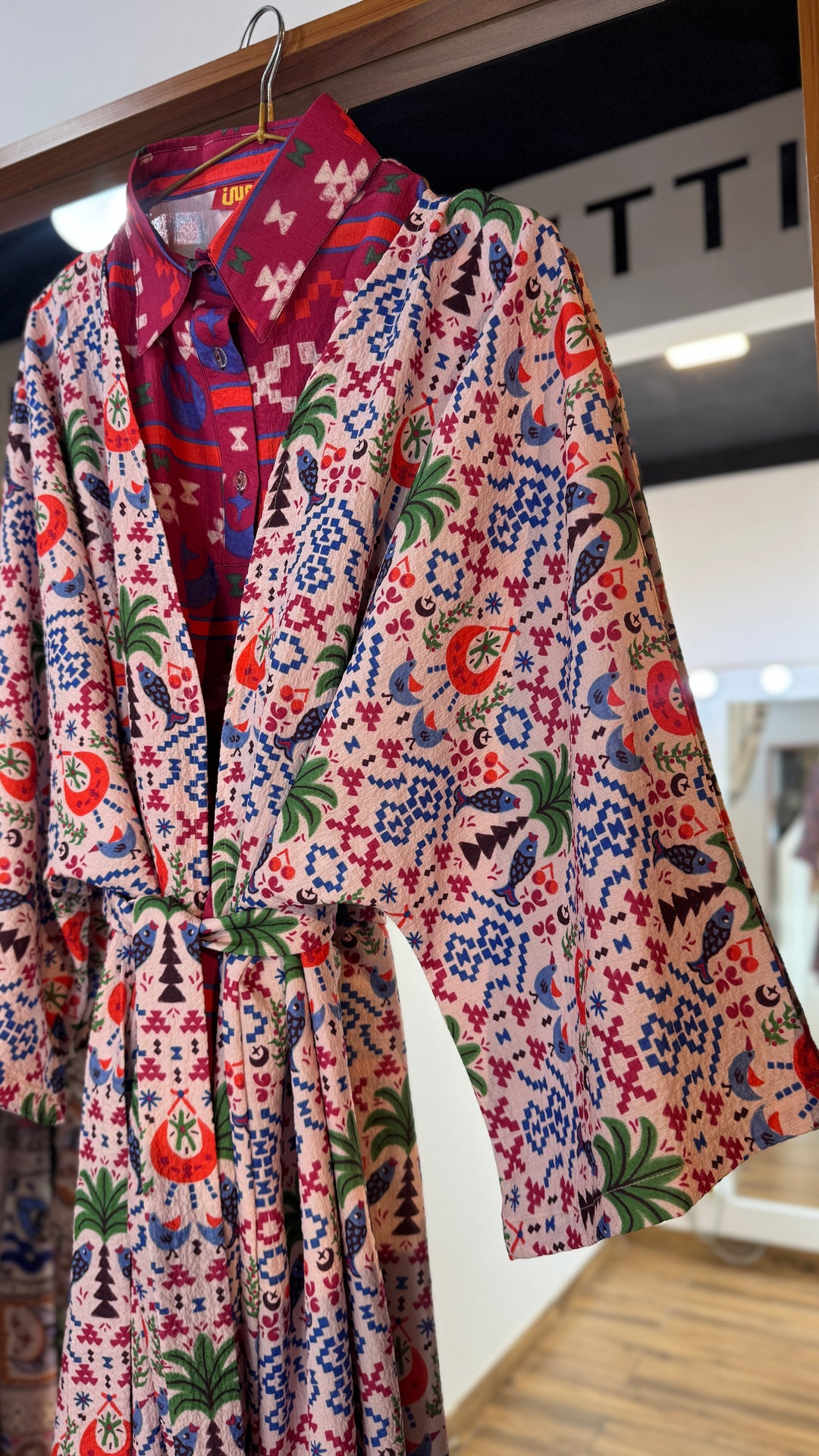 Palm & river Vest kimono set