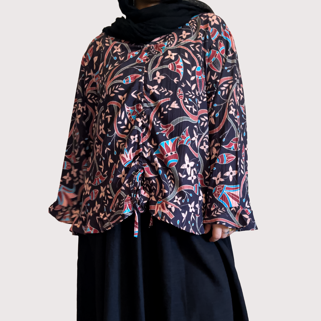 black lutas ruffles blouse