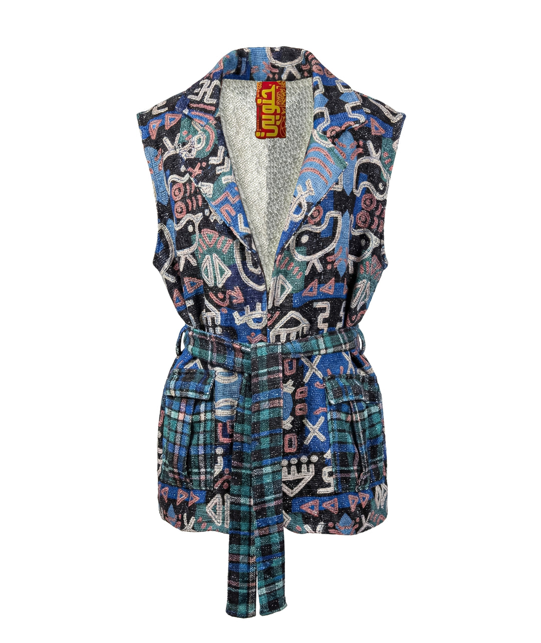 blue urban tribal The tweed vest