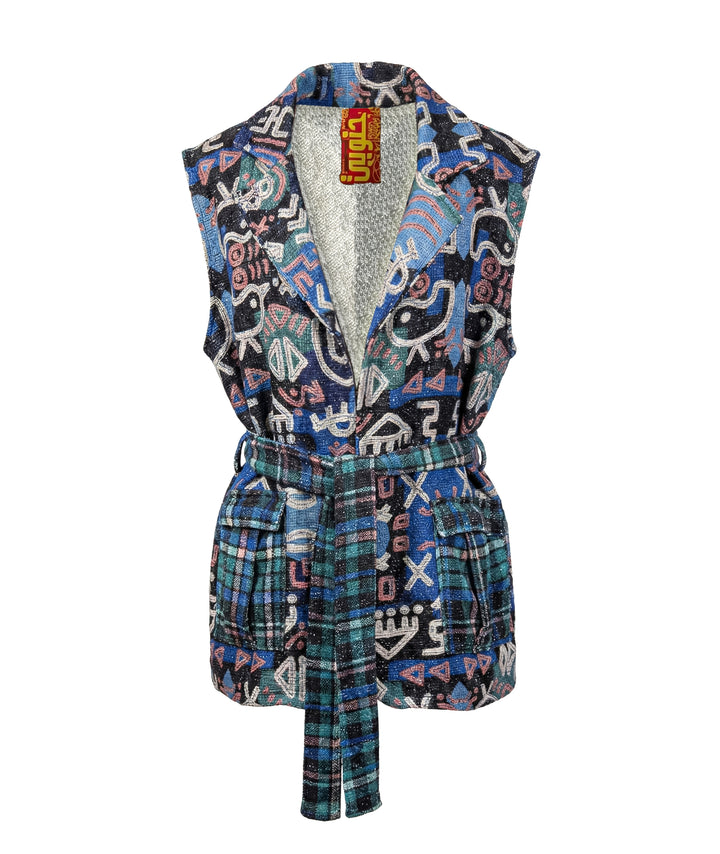 blue urban tribal The tweed vest